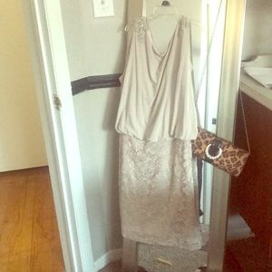 Lace bottom dress with embellishment on shoulders